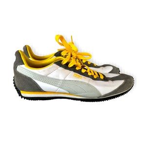 Puma white, yellow, black speeder sneakers size 8.5